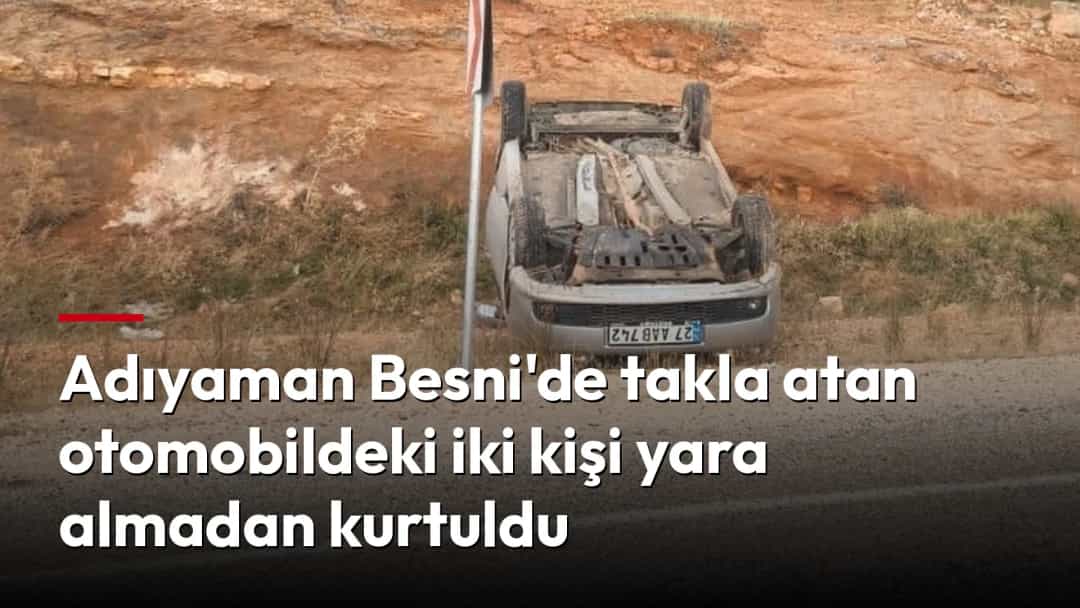 Yol kenarındaki toprak alana takla atarak ters dönen otomobil