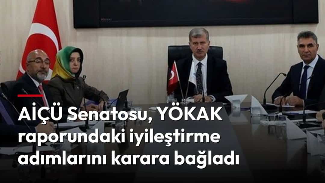 AİÇÜ Senatosu üyeleri, toplantı salonunda uzun bir masa çevresinde bir araya geldi.