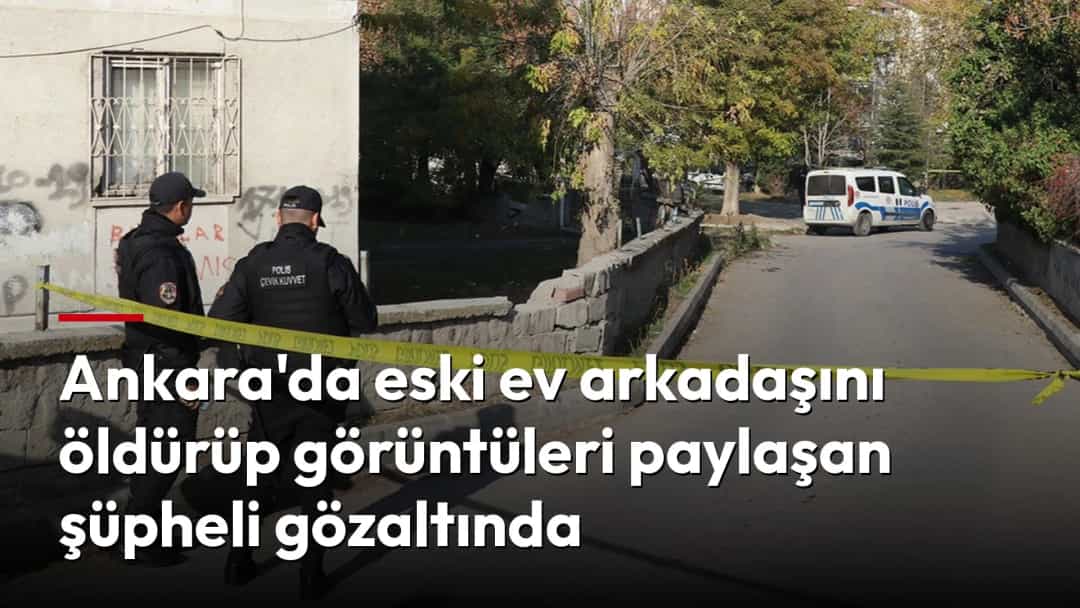 Polis ekipleri, Ankara'da bir olayın yaşandığı sokakta güvenlik şeridi arkasında inceleme yapıyor.