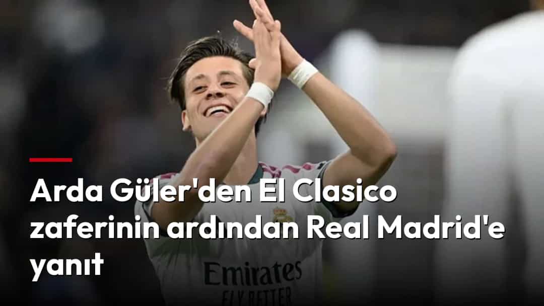 Real Madrid forması giyen Arda Güler, maç sırasında alkışlayarak tribünleri selamlıyor.