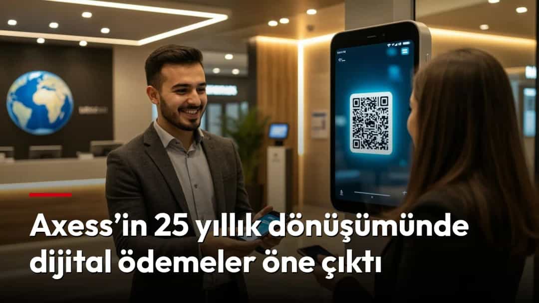 Bir banka şubesinde QR kodla dijital ödeme yapan müşteri ve görevli.