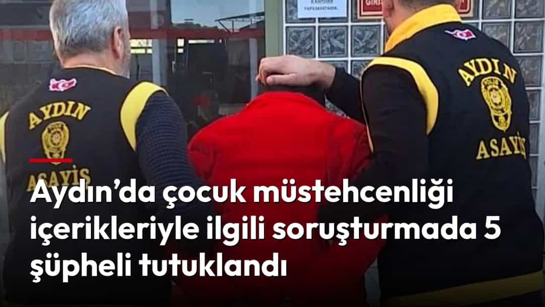 Aydın’da gözaltına alınan bir şüpheli, asayiş ekipleri eşliğinde binaya götürülüyor.