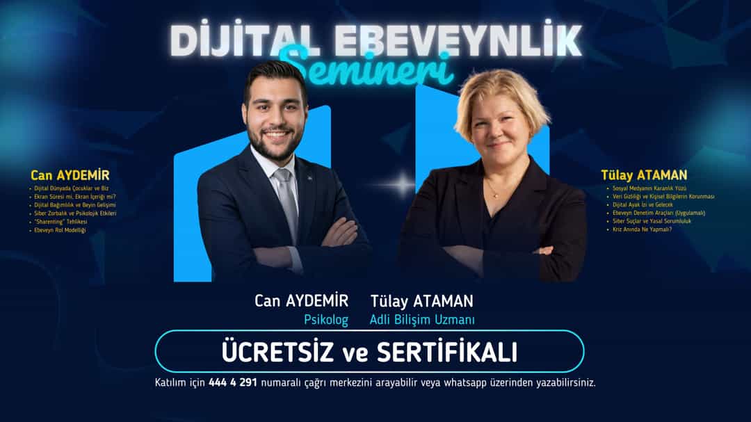 Çocukları Dijital Tehlikelerden Korumak İçin Ücretsiz ve Sertifikalı "Dijital Ebeveynlik Semineri" Başlıyor! görseli