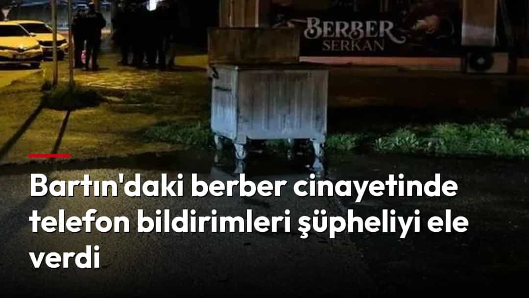 Bartın’da cinayetin yaşandığı berber dükkânının gece saatlerinde dışarıdan görünümü.