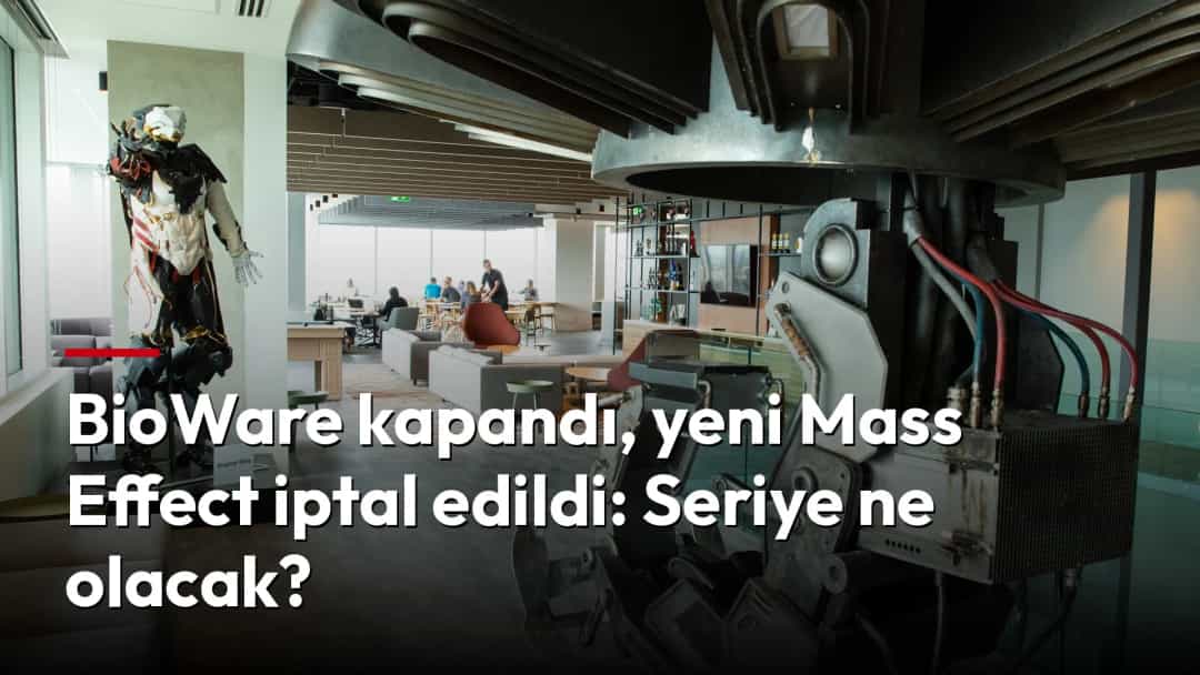 BioWare'in Edmonton'daki stüdyosundan bir görünüm; ofiste stüdyonun oyunlarından karakter ve araç modelleri sergileniyor.