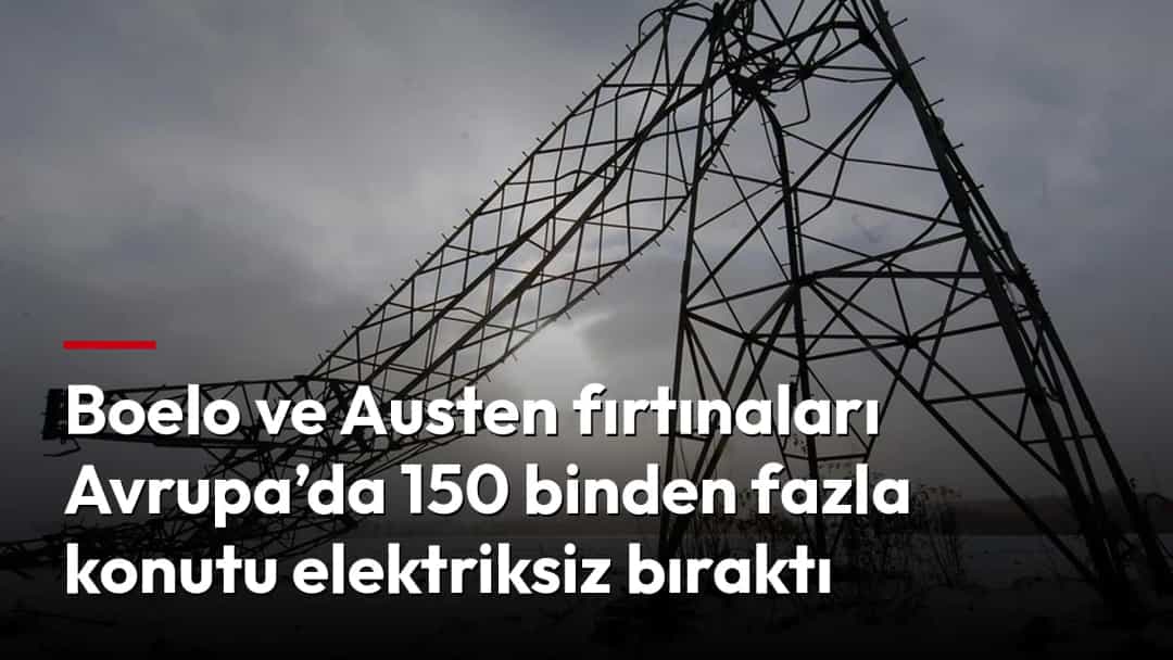 Fırtına sonrası karla kaplı arazide devrilerek çöken yüksek gerilim elektrik direği.