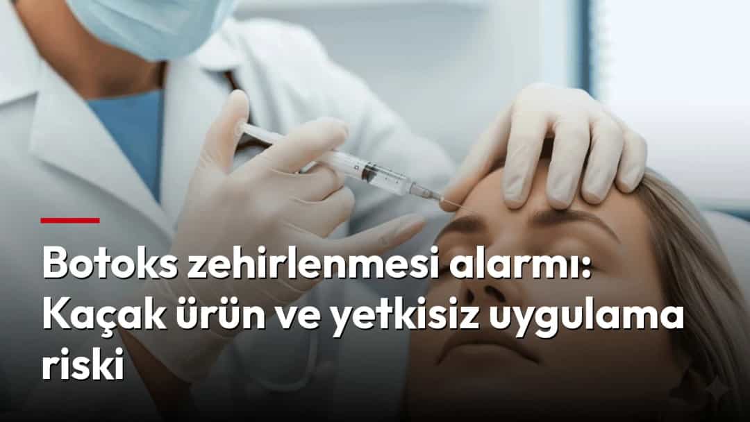 Maskeli bir sağlık çalışanı, klinik ortamında bir kişinin alnına enjeksiyon uyguluyor.