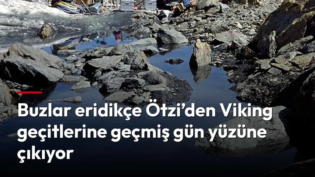 Buzulların eridiği kayalık bir dağ geçidinde arkeolojik araştırma yapan ekip.