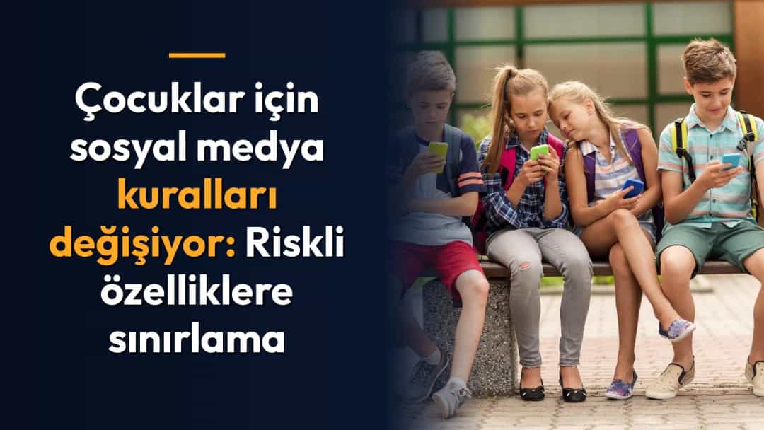 Okul bahçesinde oturan çocuklar cep telefonlarını kullanıyor.