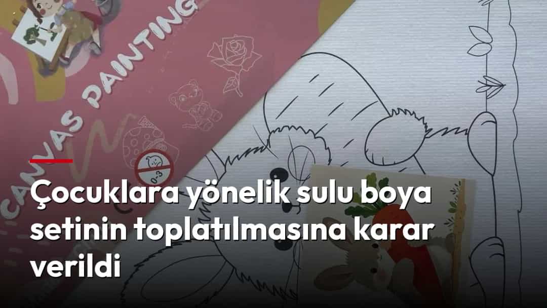 Çocuklar için resim etkinliği seti ve üzerinde tavşan resmi bulunan boyama tuvali.