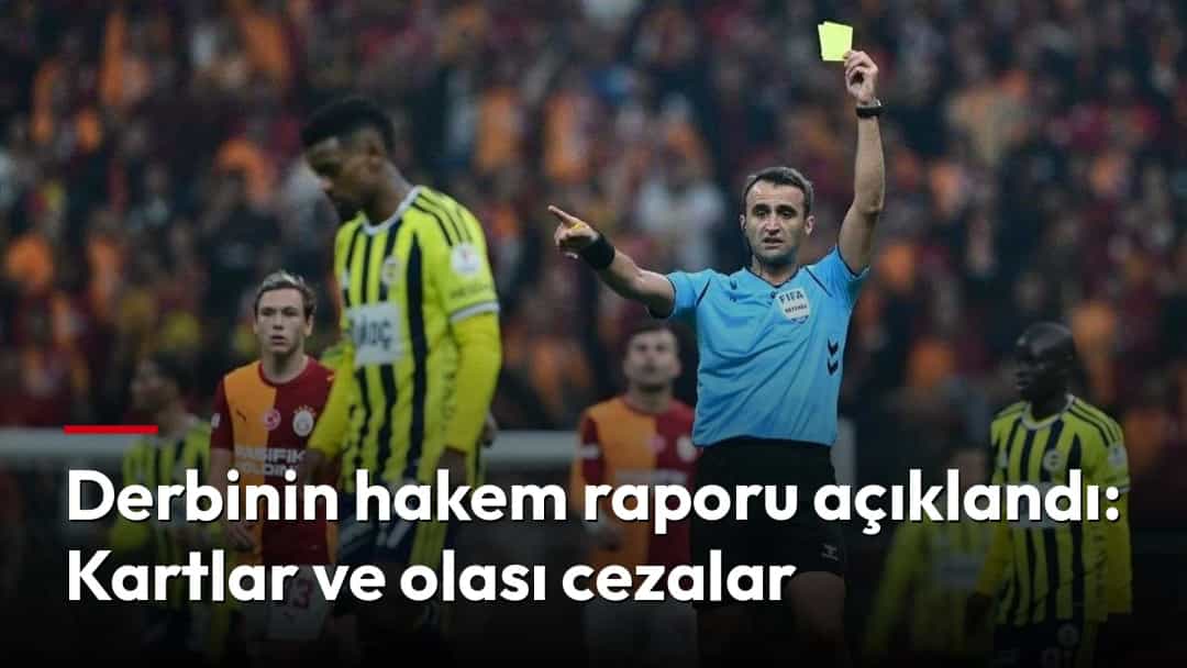 Bir futbol maçında hakem sarı kartını gösterirken oyuncular çevresinde bekliyor.