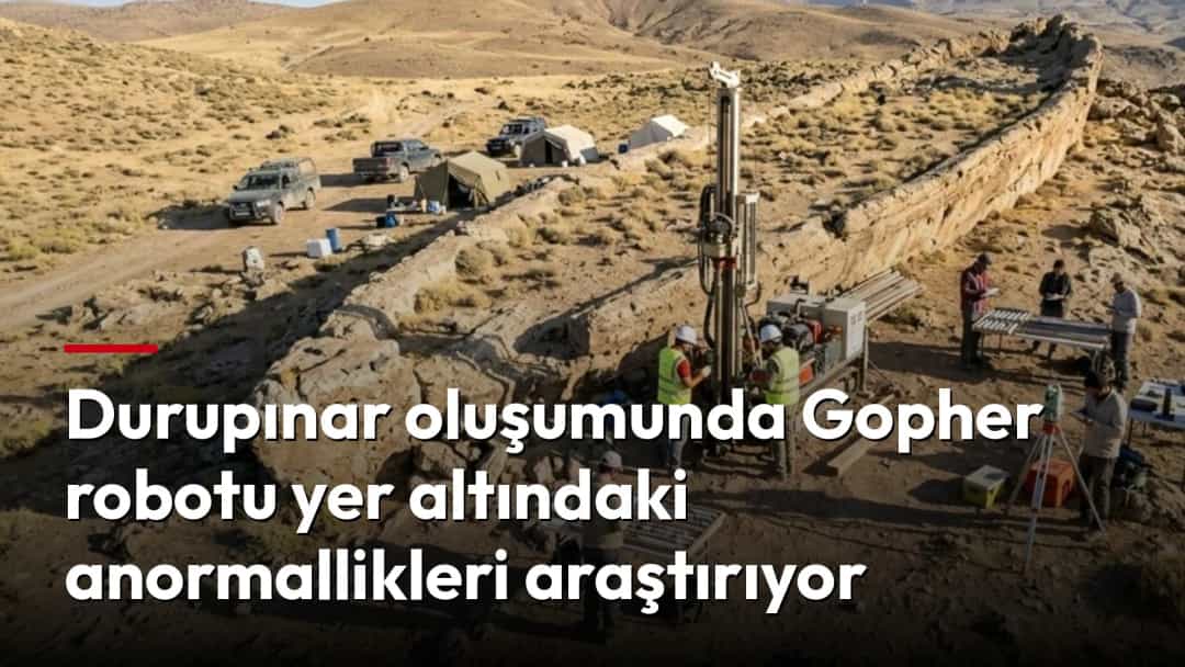 Durupınar oluşumunda araştırma ekibi, yer altındaki anormallikleri incelemek için sondaj ekipmanıyla çalışıyor.