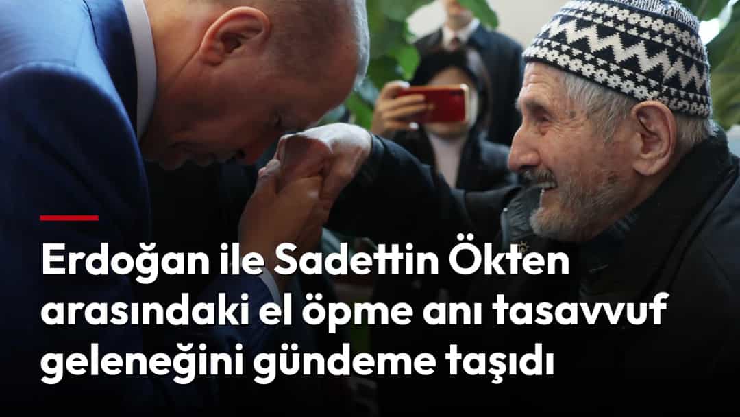 Recep Tayyip Erdoğan, yaşlı bir kişinin elini öperken