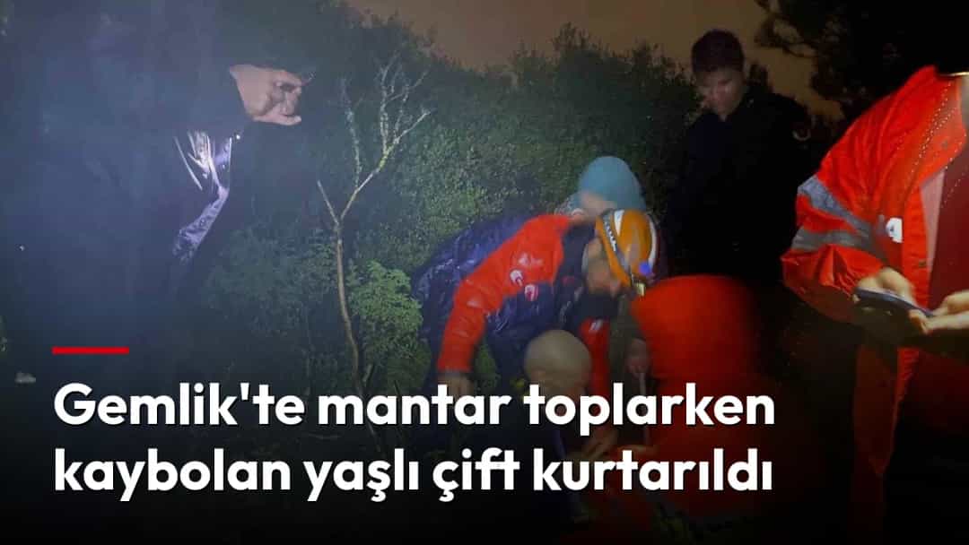 AFAD ve jandarma ekipleri, gece vakti çalılık bir alanda yaşlı bir kişiye yardım ediyor.