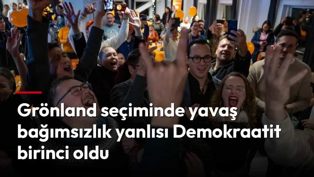 Grönland seçim sonuçlarının açıklanmasının ardından Demokraatit destekçileri sevinçle kutlama yapıyor.