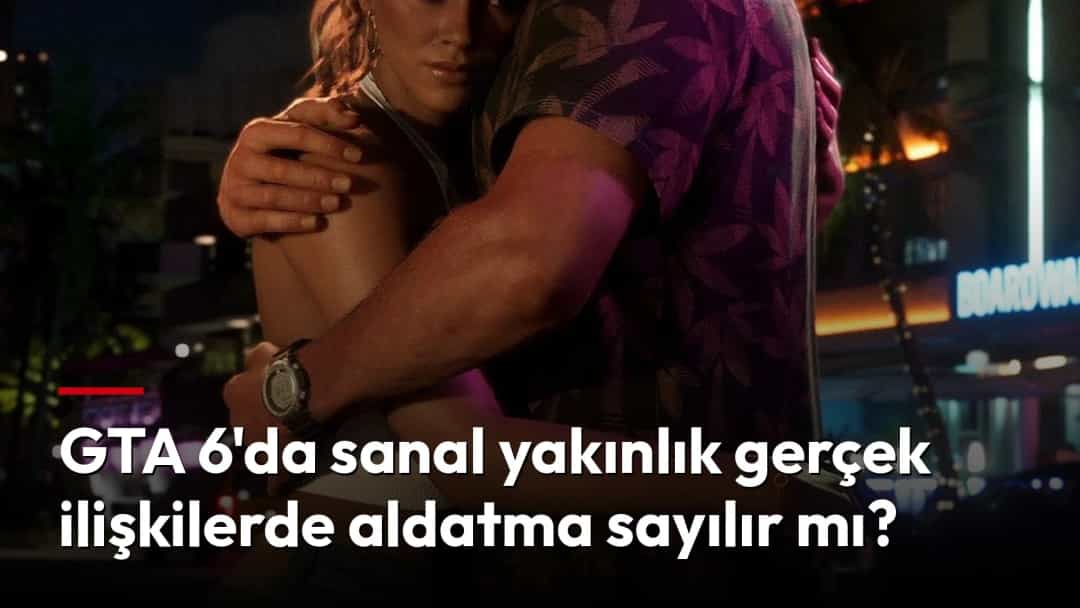 GTA 6 sahnesinde gece ışıkları altında birbirine sarılan iki karakter.