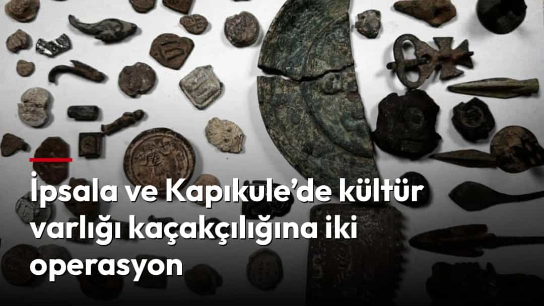 Kaçakçılık operasyonlarında ele geçirilen çeşitli tarihi eserler ve metal objeler.