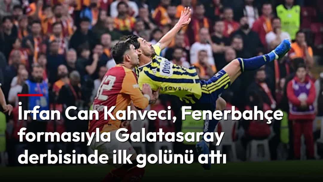 Fenerbahçeli İrfan Can Kahveci, Galatasaray derbisinde havada topa müdahale ediyor.