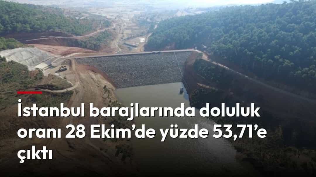 Ormanlık tepelerin arasında bir baraj ve su seviyesi düşük görünen rezervuarın havadan görünümü.