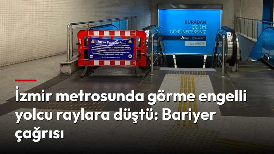İzmir metrosunda yürüyen merdiven girişinin bariyerlerle kapatıldığı istasyon alanı.