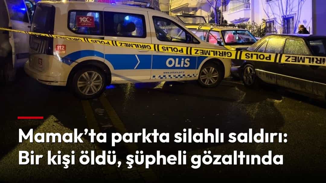 Gece saatlerinde polis şeridiyle kapatılan sokakta polis araçları ve ambulans