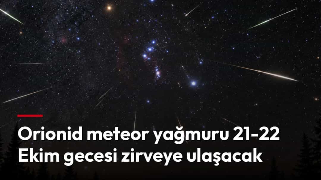 Orion takımyıldızının çevresinde gökyüzünde beliren meteor izleri