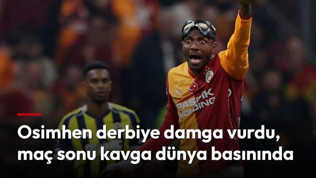 Victor Osimhen, Galatasaray formasıyla derbi sırasında sevinçle bağırıyor.