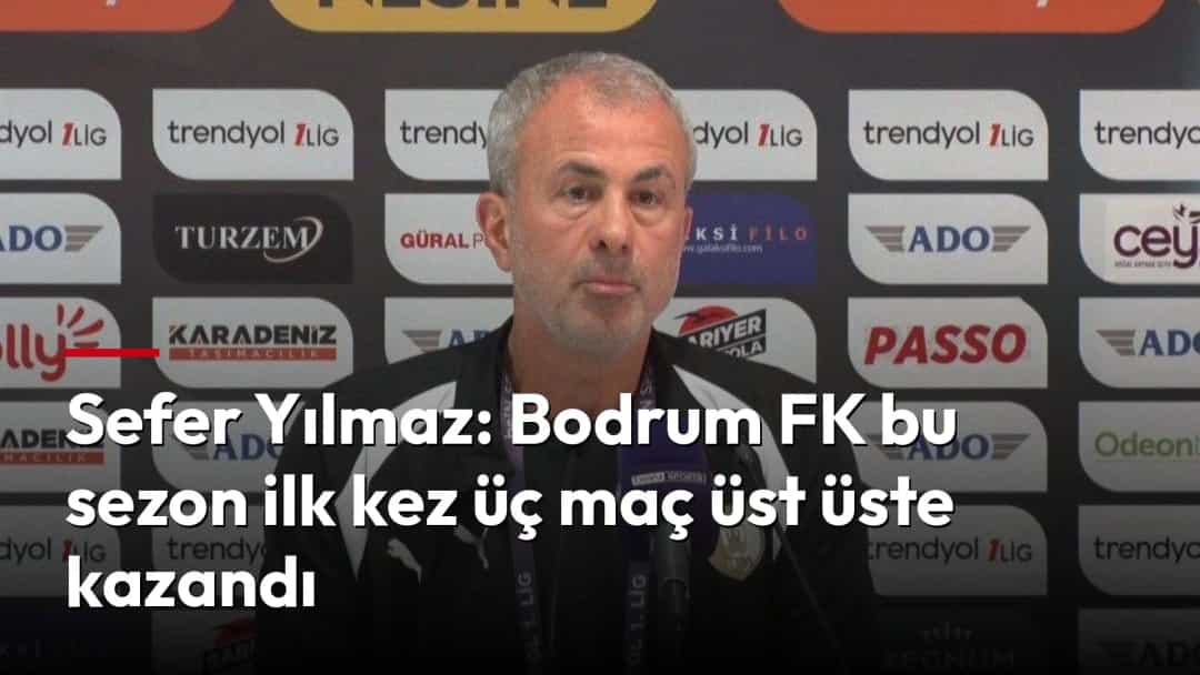 Sefer Yılmaz, Bodrum FK formasıyla basın toplantısında konuşuyor.