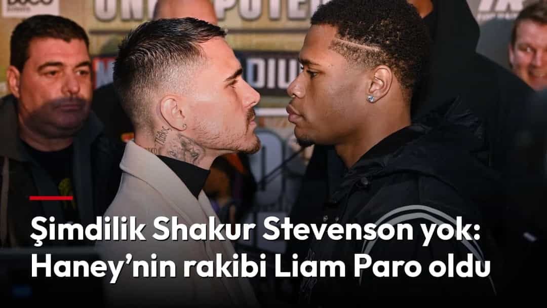 Devin Haney, sağda, basın etkinliğinde Ryan Garcia ile yüz yüze duruyor.