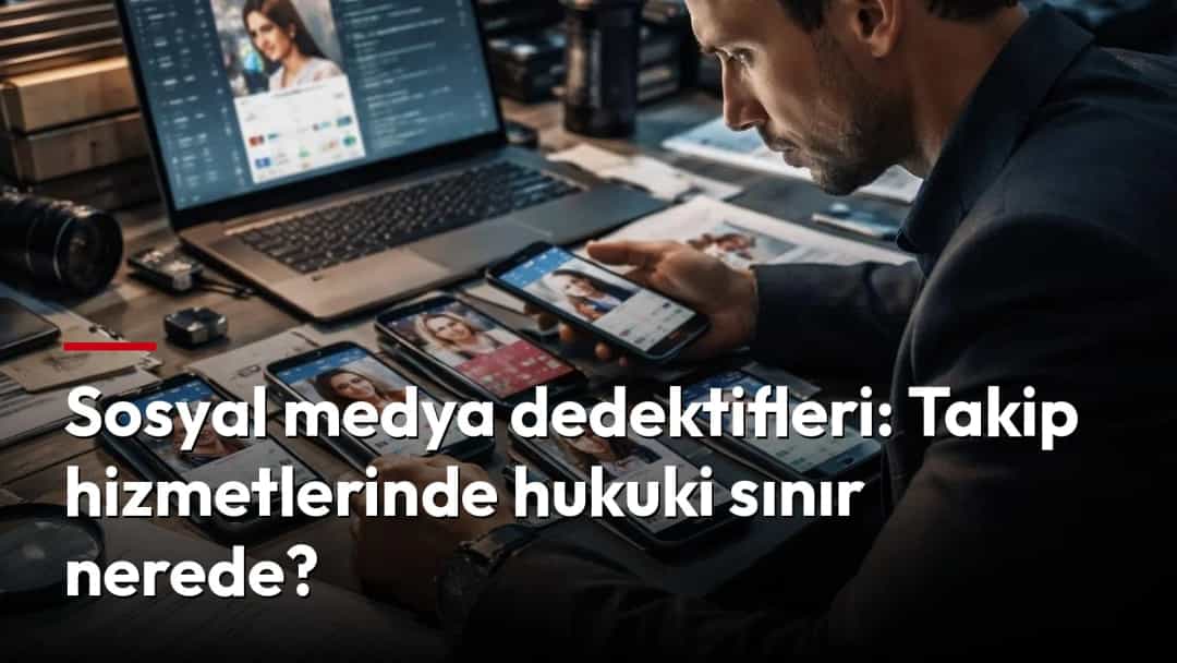 Bir kişi, masadaki telefonlarda ve dizüstü bilgisayarda açık sosyal medya profillerini inceliyor.
