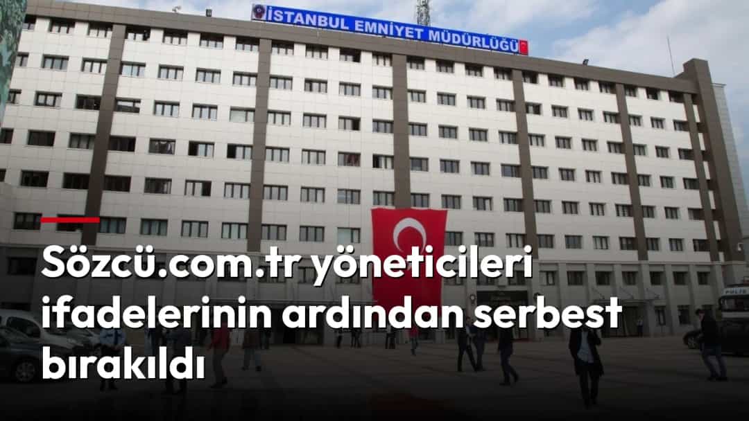 İstanbul Emniyet Müdürlüğü binası önünde Türk bayrağı ve yürüyen insanlar