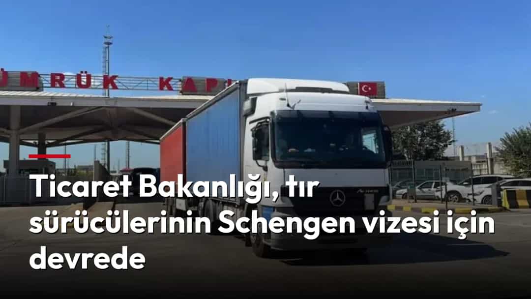Bir tır, gümrük kapısındaki kontrol noktasında bekliyor.