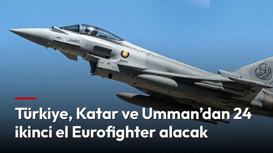 Mavi gökyüzünde uçan Eurofighter savaş uçağı.