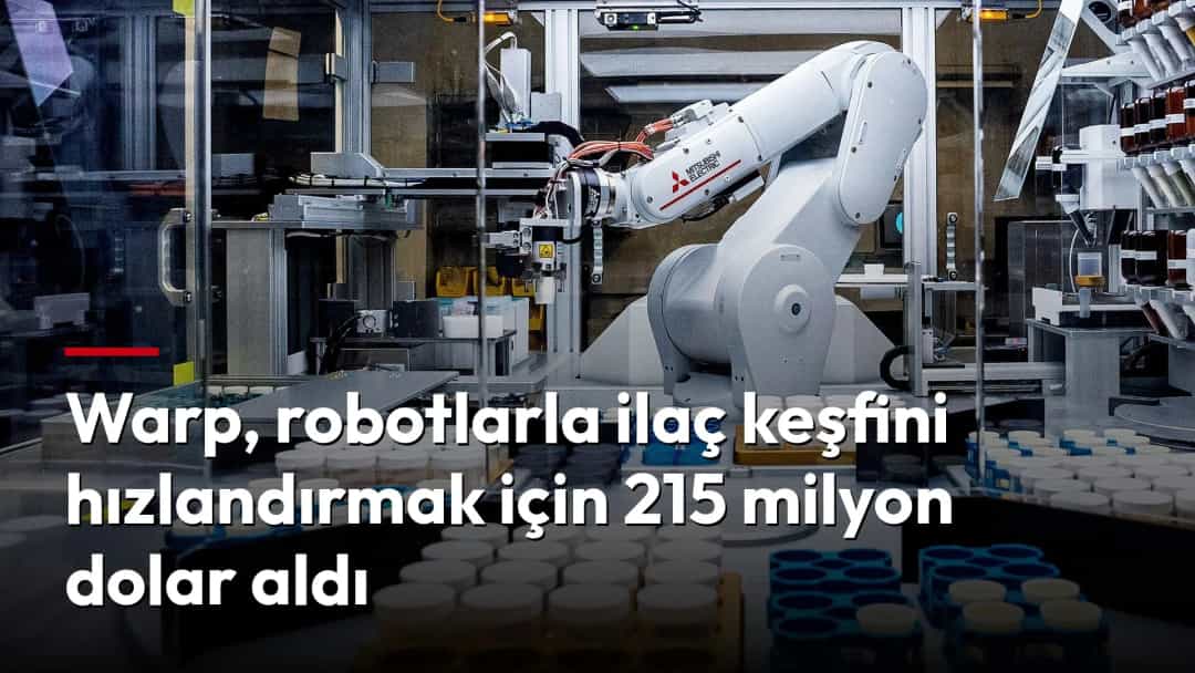 İlaç araştırmalarında kullanılan robotik kol, laboratuvarda numune tepsilerinin üzerinde çalışıyor.