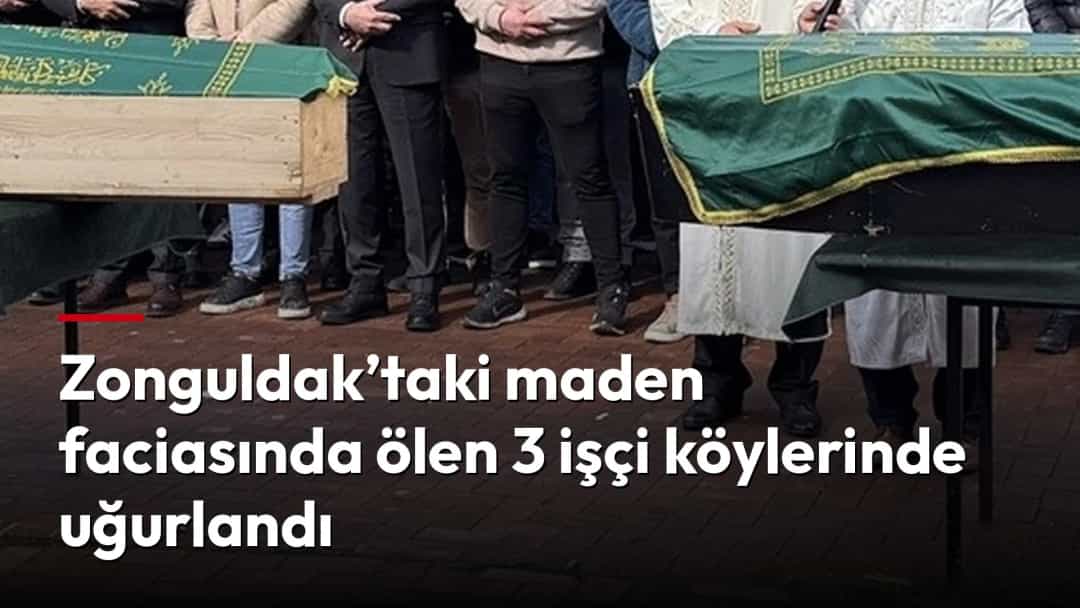 Madende hayatını kaybeden işçiler için düzenlenen cenaze töreninde tabutlar ön sırada duruyor.