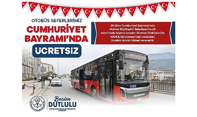 29 Ekim’de Ulaşım Ücretsiz Olacak görseli