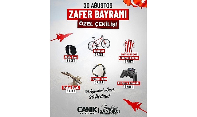 Canik Belediyesi'nden 30 Ağustos'a Özel 30 Hediye görseli