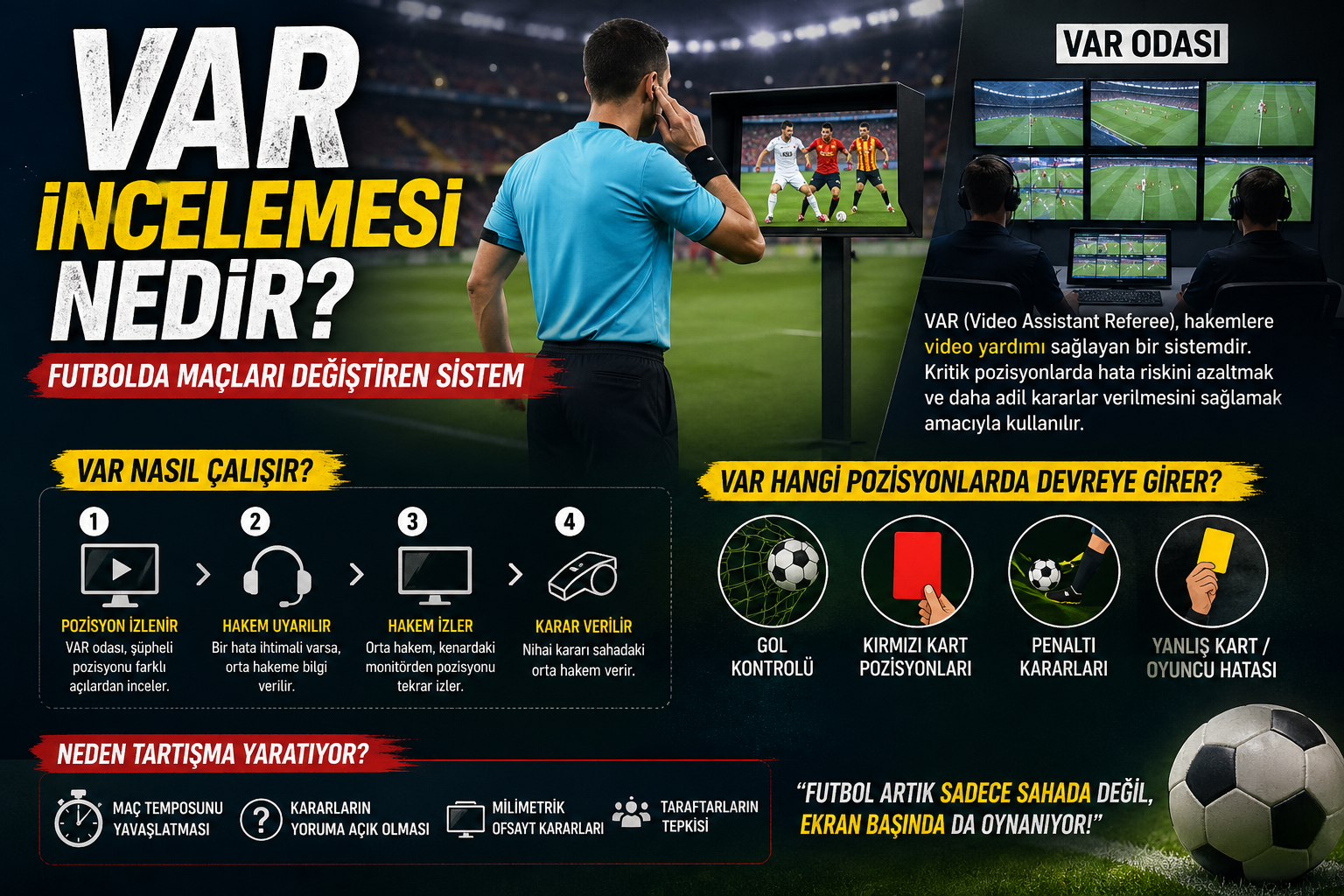 VAR İncelemesi Nedir? Gol Sevinci VAR’a Takılırsa Ne Olur? Futbolda Sistemin Tüm Detayları görseli