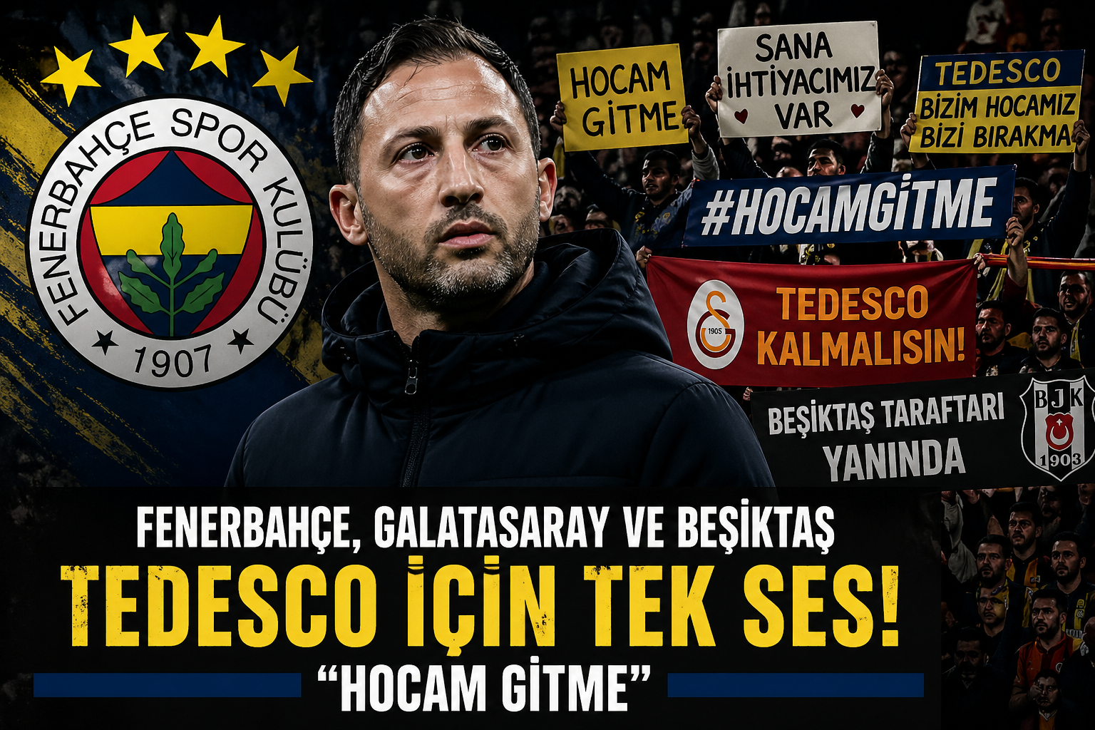 Tedesco İçin Büyük Destek: Fenerbahçe, Galatasaray ve Beşiktaş Taraftarları Tek Ses “Hocam Gitme” görseli