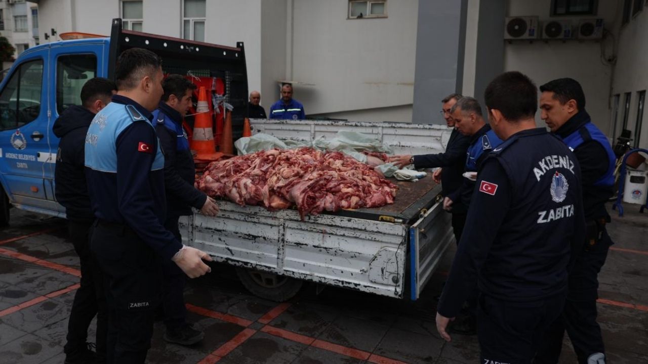 Mersin’de kamyonette 500 kilo bozuk et ele geçirildi görseli