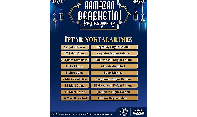 Saray, iftar sofralarında buluşacak görseli