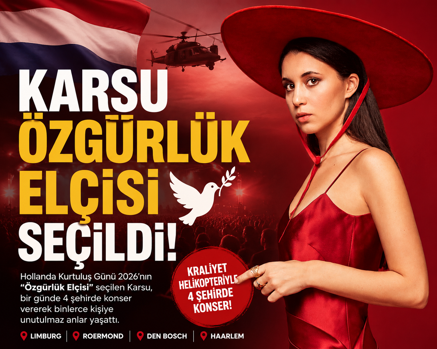 Karsu, Hollanda’nın “Özgürlük Elçisi” Oldu: Bir Günde 4 Şehirde Sahne Aldı görseli