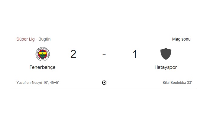 Fenerbahçe 2 Hatayspor 1 Maç Sonucu 5 Ocak 2025 görseli