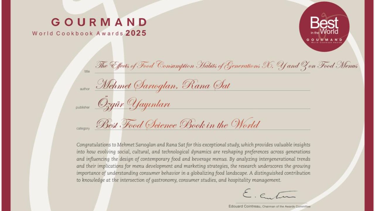 Gourmand World Cookbook Awards’ta Türkiye’ye dünya birinciliği görseli