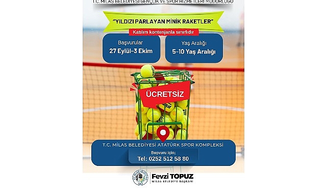 Milas Belediyesi’nden Minik Sporcular İçin Tenis Kursu görseli