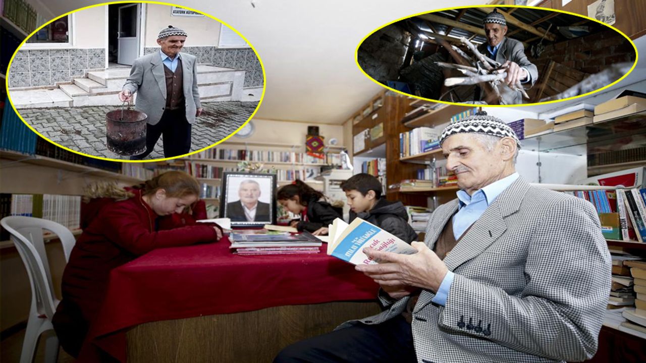 Köyün kütüphanesini ısıtan 76 yaşındaki gönül insanı görseli