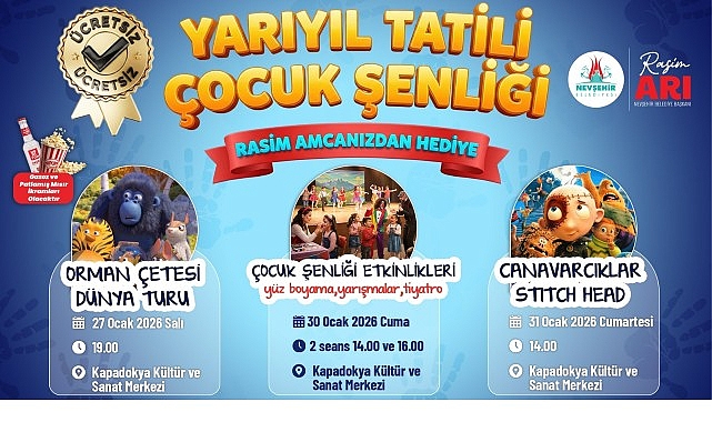 Çocuklar Hepinizi YARIYIL TATİLİ ÇOCUK ŞENLİĞİ’ne Bekliyoruz görseli