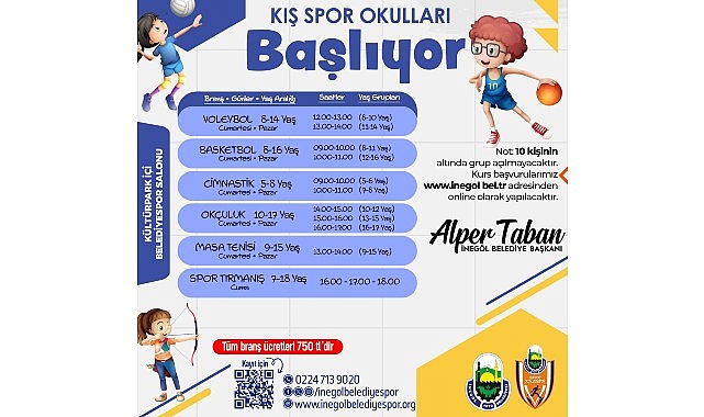 İnegöl Belediyesi Kış Spor Okullarında Kayıtlar Devam Ediyor görseli