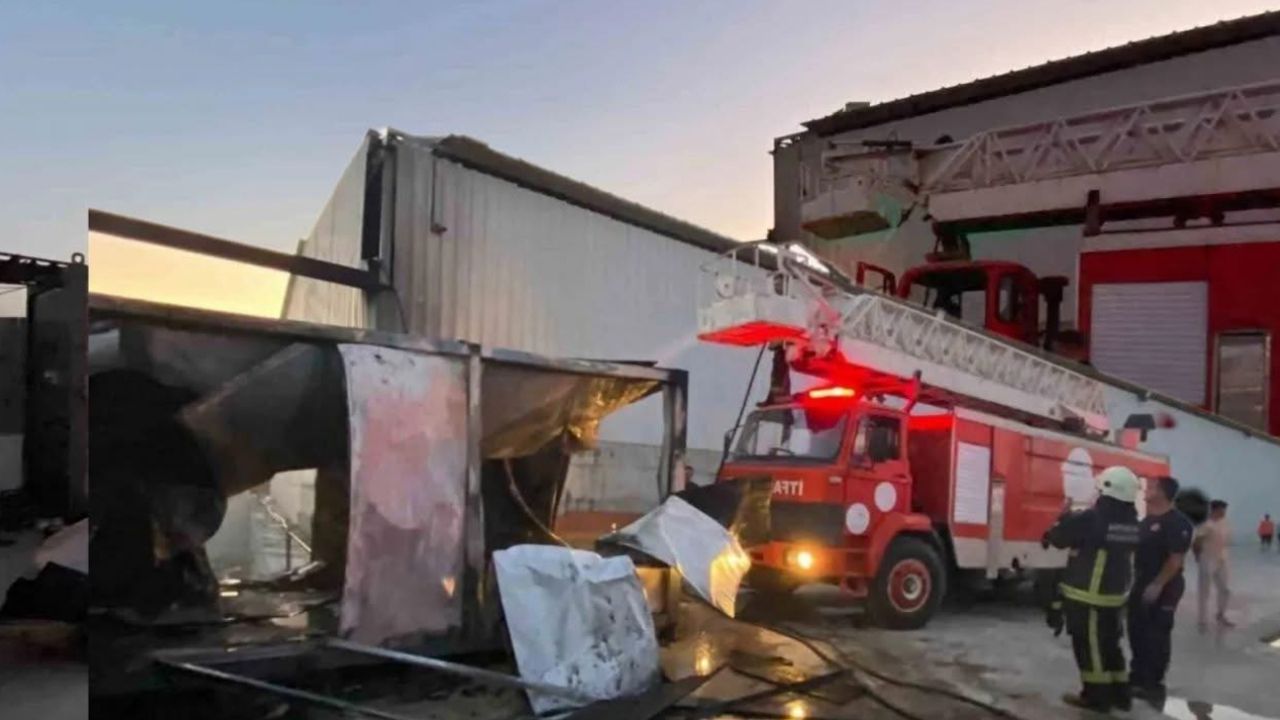 Cumalı'da işçi konteyneri kullanılamaz hale geldi görseli