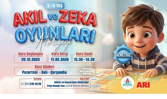 Nevşehir Belediyesi’nden Akıl ve Zekâ Oyunları Atölyesi görseli